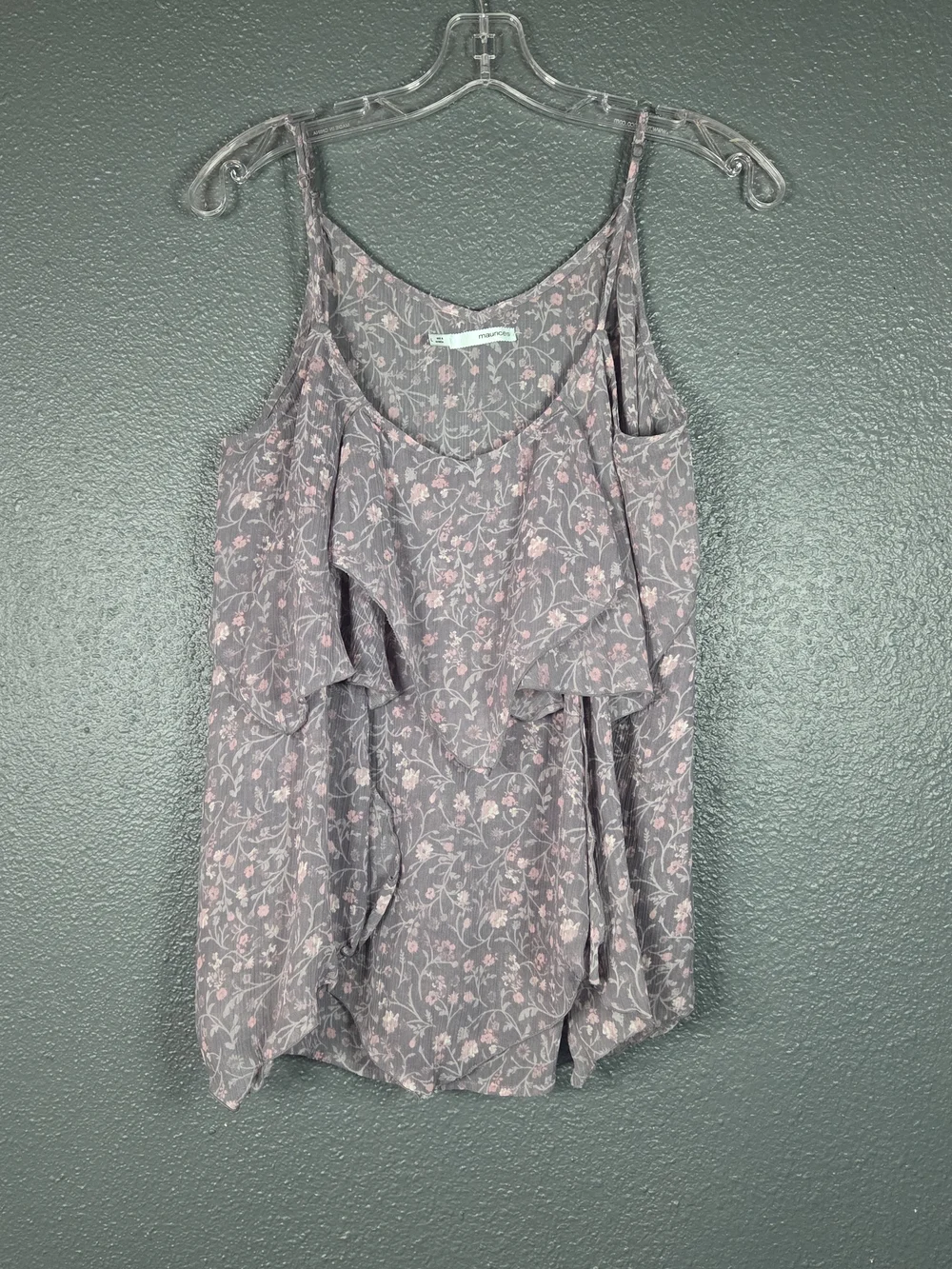 Maurices Womens Sz Large Tiered Tank Top Cami Ruffle Boho Cottage Core Romantic - Picture 1 of 10